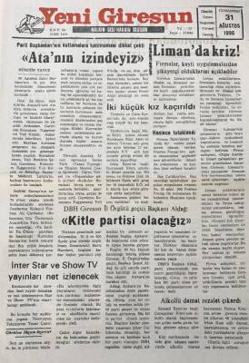 Yeni Giresun Gazetesi 31 Ağustos 1996 Giresunspor Beklentimiz Lige İyi Bir BaşlangıçGZ30530 - 1