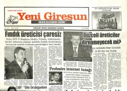 Yeni Giresun Gazetesi 31 Ağustos 2006 - Fındık Üreticisi Çaresiz GZ101865 - 1
