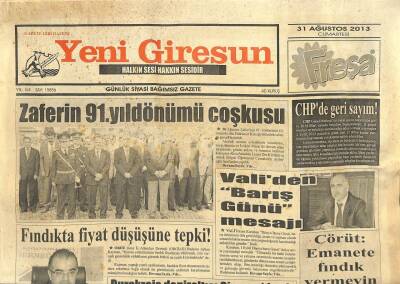 Yeni Giresun Gazetesi 31 Ağustos 2013 - Cörüt Emanete Fındık Vermeyin GZ101829 - 1