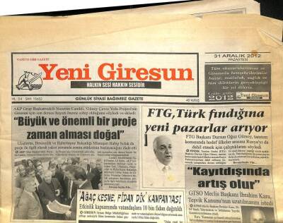 Yeni Giresun Gazetesi 31 Aralık 2012 - Vali Şahin Huzur Ve Barış Diledi GZ101761 - 1