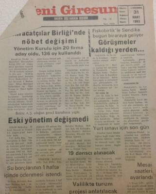 Yeni Giresun Gazetesi 31 Mart 1993 - Giresunspor Liderliğe Göz Dikti GZ38489 - 1