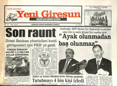 Yeni Giresun Gazetesi 31 Mart 2006 - FKB- Ziraat Bankası,Son Raund GZ108857 - 1
