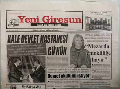 Yeni Giresun Gazetesi 31 Mart 2008 Rusya İle Stratejik Menfaatlerimiz Var -GZ44458 - 2