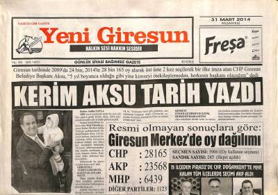 Yeni Giresun Gazetesi 31 Mart 2014 - Kerim Aksu Tarih Yazdı - Fındıkta Don Afeti Paniği GZ96099 - 1
