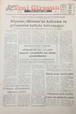 Yeni Giresun Gazetesi 31 Mayıs 1991 Giresun Sanayiciler Ve Genç İş Adamları Derneği Kuruldu GZ26026 - 1