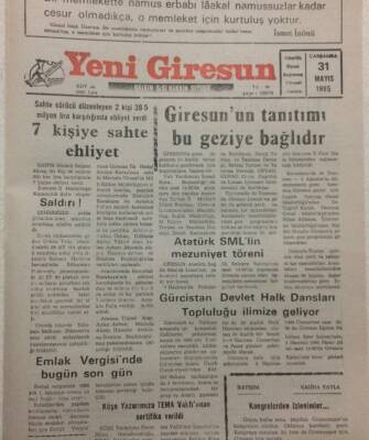 Yeni Giresun Gazetesi 31 Mayıs 1995 - 7 Kişiye Sahte Ehliyet GZ34673 - 1