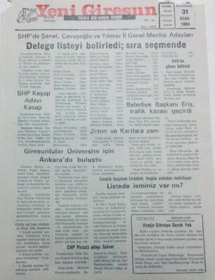Yeni Giresun Gazetesi 31 Ocak 1994 - Jeton Ve Kartlara Zam GZ41035 - 1