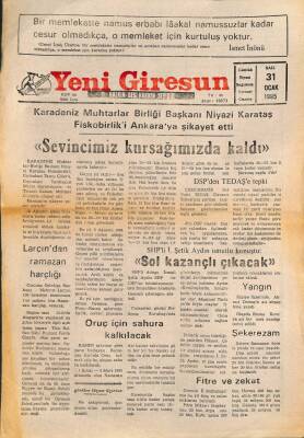 Yeni Giresun Gazetesi 31 Ocak 1995 - Larçından Ramazan Harçlığı GZ79424 - 1