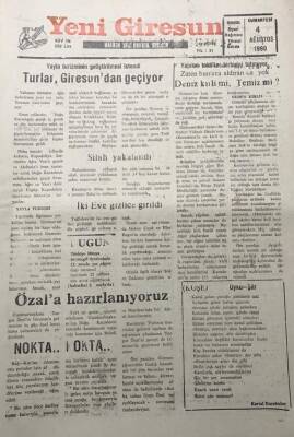 Yeni Giresun Gazetesi 4 Ağustos 1990 Yapılan Tahliller Birbirini Tutmuyor -Deniz Kirli Mi Temiz Mi GZ30118 - 1