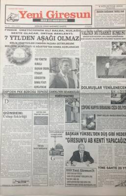 Yeni Giresun Gazetesi 4 Ağustos 2005 Başkan YükselGiresunu AB Kenti Yapacağız GZ25694 - 1
