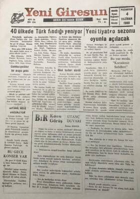 Yeni Giresun Gazetesi 4 Haziran 199040 Ülkede Türk Fındığı Yeniyor GZ30074 - 1