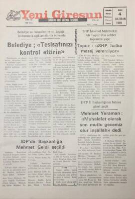 Yeni Giresun Gazetesi 4 Haziran 1991 Mehmet Yaraman Muhalefet Olarak Son Mutlu Gecemiz Olur İnşallah GZ26030 - 1