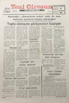 Yeni Giresun Gazetesi 4 Haziran 1994 Festival İçin Kollar Sıvandı GZ25982 - 1