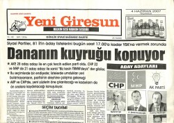 Yeni Giresun Gazetesi 4 Haziran 2007 - Dananın Kuyruğu Kopuyor GZ101785 - 1