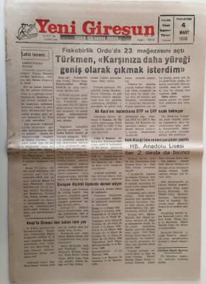Yeni Giresun Gazetesi 4 Mart 1996 - Fiskobirlik Orduda 23. Mağazasını Açtı GZ28744 - 1