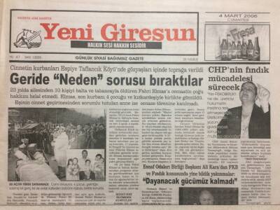 Yeni Giresun Gazetesi 4 Mart 2006 - CHPnin Fındık Mücadelesi Sürecek GZ35434 - 1