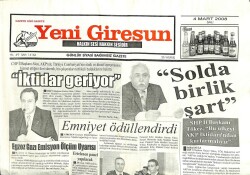Yeni Giresun Gazetesi 4 Mart 2008 - SHP Solda Birlik Şart GZ101954 - 1