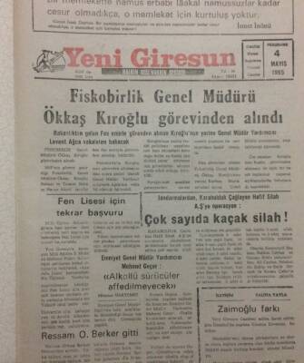 Yeni Giresun Gazetesi 4 Mayıs 1995 - Fiskobirlik Genel Müdürü Görevinden Alındı GZ34655 - 1