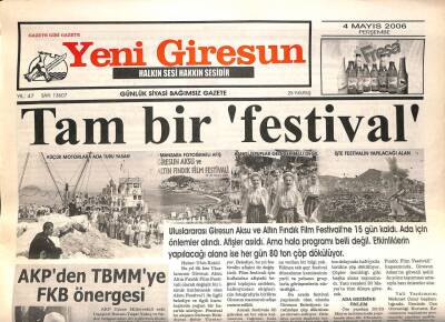 Yeni Giresun Gazetesi 4 Mayıs 2006 - Tam Bir Festival GZ108629 - 1