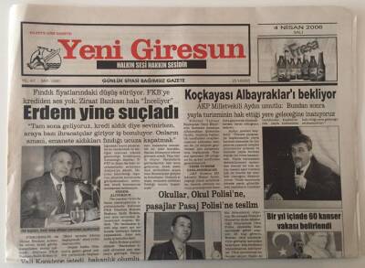 Yeni Giresun Gazetesi 4 Nisan 2006 - Hükümet Konağına Osman Ağa Anıtı GZ31177 - 1