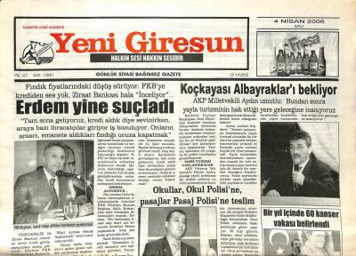 Yeni Giresun Gazetesi 4 Nisan 2006 - Koçkayası Albayrakları Bekliyor GZ108860 - 1