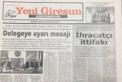 Yeni Giresun Gazetesi 4 Ocak 2006 Ali Temür Ve Salih Erdem Televizyonda Kapıştılar GZ30917 - 1