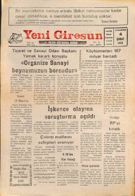 Yeni Giresun Gazetesi 4 Şubat 1995 - Anap Rpyi Kınadı GZ79429 - 1
