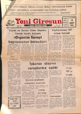 Yeni Giresun Gazetesi 4 Şubat 1995 - İşkence Olayına Soruşturma Açıldı - ANAP RPyi Kınadı GZ90954 - 1