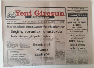 Yeni Giresun Gazetesi 4 Şubat 1999 - Seçim , Sorunları Unutturdu GZ31082 - 1
