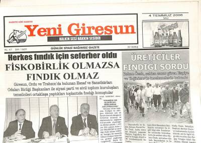 Yeni Giresun Gazetesi 4 Temmuz 2006 - Giresunspor Topbaşı Yaptı GZ108564 - 1