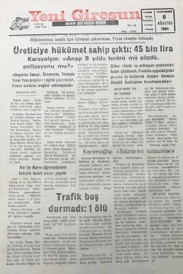 Yeni Giresun Gazetesi 5 Ağustos 1994 Murat Karayalçın Anap 8 Yılda Terörü Mü Çözdü Enflasyonu Mu GZ30014 - 1