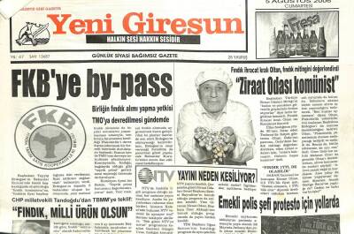 Yeni Giresun Gazetesi 5 Ağustos 2006 - FKBye By-Pass GZ101904 - 1