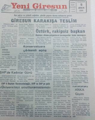 Yeni Giresun Gazetesi 5 Aralık 1994 - Giresun Karakışa Teslim GZ40746 - 1