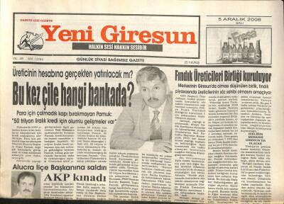 Yeni Giresun Gazetesi 5 Aralık 2006 - Fındık Üreticileri Birliği Kuruluyor GZ101812 - 1
