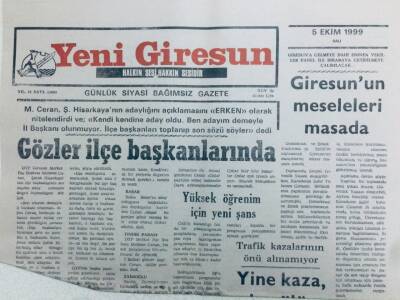 Yeni Giresun Gazetesi 5 Ekim 1999 - Giresunun Meseleleri Masada GZ41371 - 1