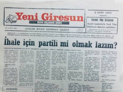 Yeni Giresun Gazetesi 5 Ekim 1999 - İhale İçin Partili mi Olmak Lazım GZ41373 - 1