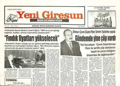 Yeni Giresun Gazetesi 5 Ekim 2006 - Gündemde Yine Çöp Vardı GZ101871 - 2
