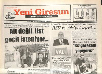 Yeni Giresun Gazetesi 5 Ekim 2011 - Alt Değil Üst Geçit İsteniyor GZ108938 - 1