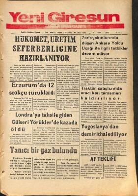 Yeni Giresun Gazetesi 5 Mart 1974 - Erzurum da 12 Stokçu Tutuklandı GZ108515 - 1