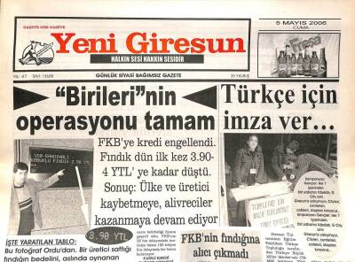 Yeni Giresun Gazetesi 5 Mayıs 2006 - Türkçe İçin İmza Ver GZ108630 - 1