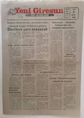 Yeni Giresun Gazetesi 5 Ocak 1993 - Ankarada Dertlere Çare Aranacak GZ31120 - 1