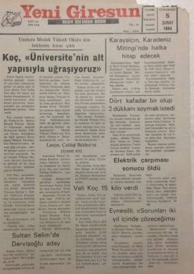 Yeni Giresun Gazetesi 5 Şubat 1994 - Elektrik Çarpması Sonucu Öldü GZ34580 - 1