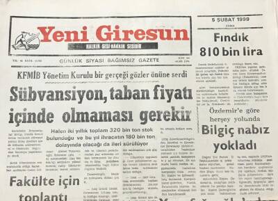 Yeni Giresun Gazetesi 5 Şubat 1999 Kemib Yönetim Kurulu Bir Gerçeği Gözler Önüne Serdi GZ30195 - 1