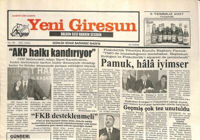 Yeni Giresun Gazetesi 5 Temmuz 2007 - AKP Halkı Kandırıyor GZ101766 - 1