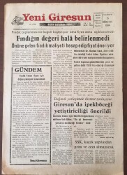 Yeni Giresun Gazetesi 6 Ağustos 1984 - Fındık Taban Fiyatı İçin Doğru Yaklaşım Bulunamadı GZ6874 - 1