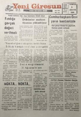 Yeni Giresun Gazetesi 6 Ağustos 1990 Fındık Üreticisi Neyi Kaça Topladığını Bilmek İstiyor GZ30117 - 1
