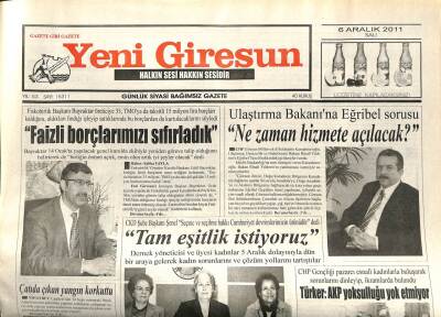 Yeni Giresun Gazetesi 6 Aralık 2011 - FKB Faizli Borçları Sıfırladı GZ108926 - 1