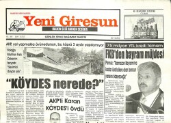 Yeni Giresun Gazetesi 6 Ekim 2006 - KÖYDES Nerede? GZ101931 - 2