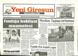 Yeni Giresun Gazetesi 6 Eylül 2006 - Fındığa Bakliyat Muamelesi GZ101860 - 1