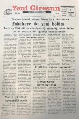 Yeni Giresun Gazetesi 6 Haziran 1994 Üreticilerin Dikkatine Aşırı Gübre Ve Sulamanın Verimde Kaliteyi Düşürdüğü Belirtildi GZ25961 - 1
